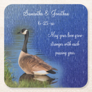 Canada Goose Nature Personalised Wedding Square Paper Coaster