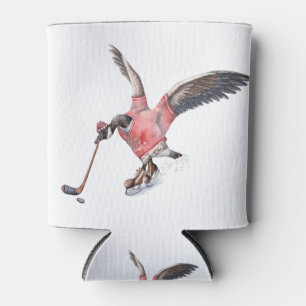 Canada Goose Playing Hockey Can Cooler
