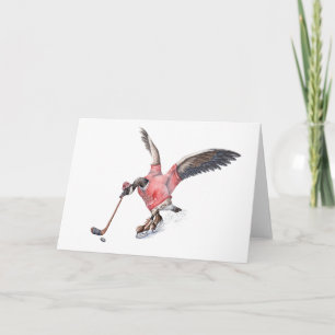 Canada Goose Playing Hockey Holiday Card