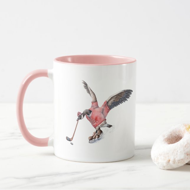 Canada Goose Playing Hockey Mug (With Donut)