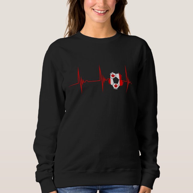 Canada Heartbeat EKG Pulse Ball Canadian Flag Mapl Sweatshirt (Front)