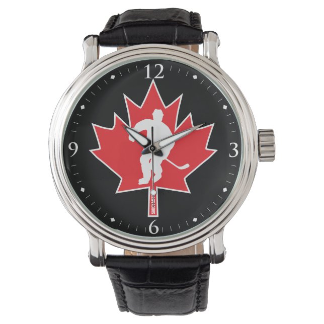 Canada Hockey Maple Leaf Player on black Watch (Front)
