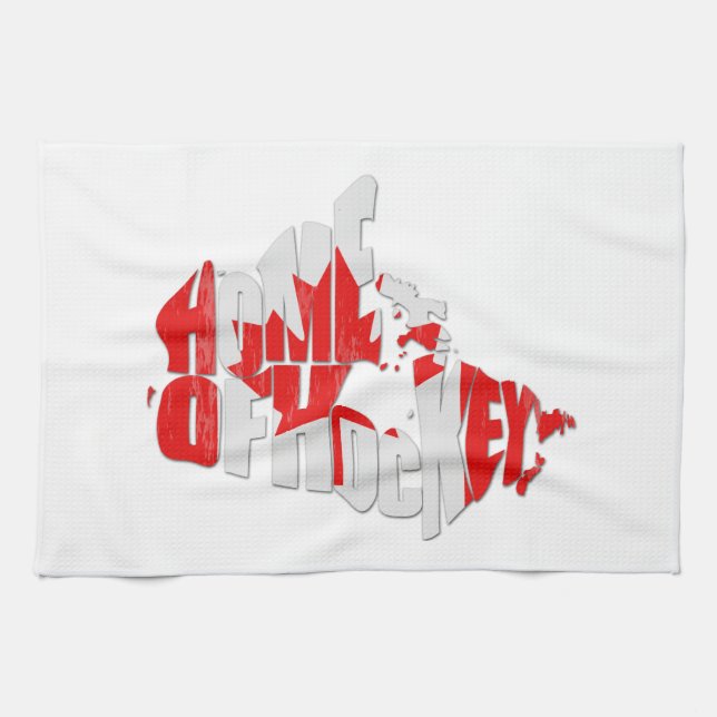 Canada Home of Hockey Map Tea Towel (Horizontal)