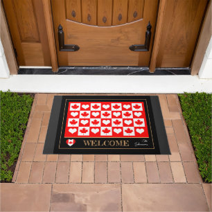 Canada house mat, Canadian Flag, Heart / Welcome Doormat