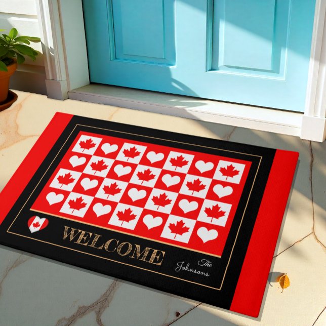 Canada house mat, Canadian Flag, Hearts / Welcome Doormat (Creator Uploaded)