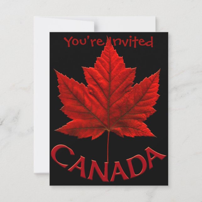 Canada Invitations Personalised Canada Flag RSVP (Front)