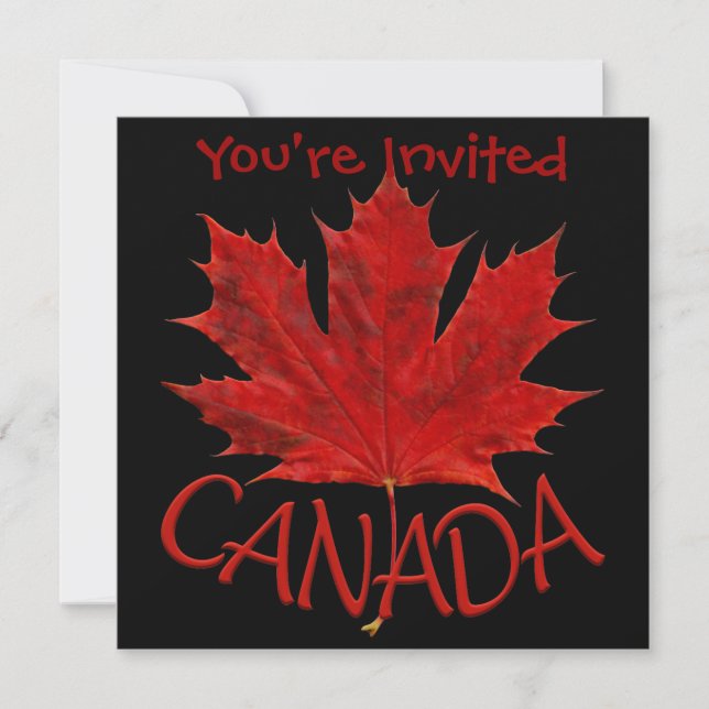 Canada Invitations Personalised Canada Flag RSVP (Front)