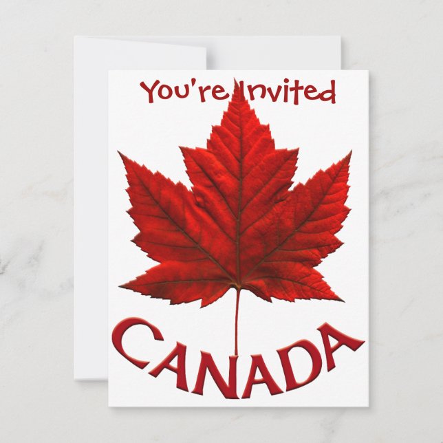 Canada Invitations Personalised Canada Flag RSVP (Front)