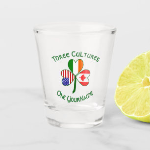 Canada Ireland USA Shamrock Flag Personalised Shot Glass