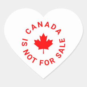 Canada is not for sale red maple leaf typography heart sticker