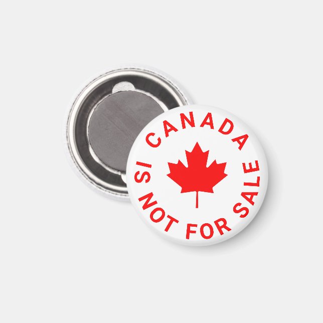Canada is not for sale red maple leaf typography magnet (Front/Back)