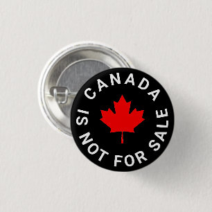 Canada is not for sale text red maple leaf black 3 cm round badge