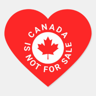 Canada is not for sale typography red maple leaf heart sticker