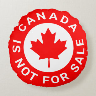 Canada is not for sale typography red maple leaf round cushion
