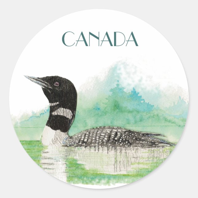 Canada Keepsake Loon Classic Round Sticker (Front)