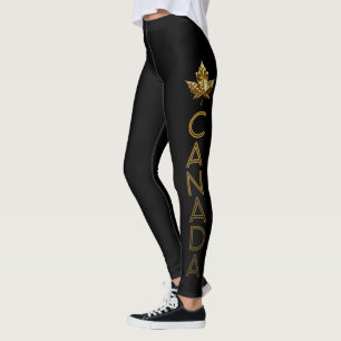 Canada Leggings Gold Canada Maple Leaf Pants