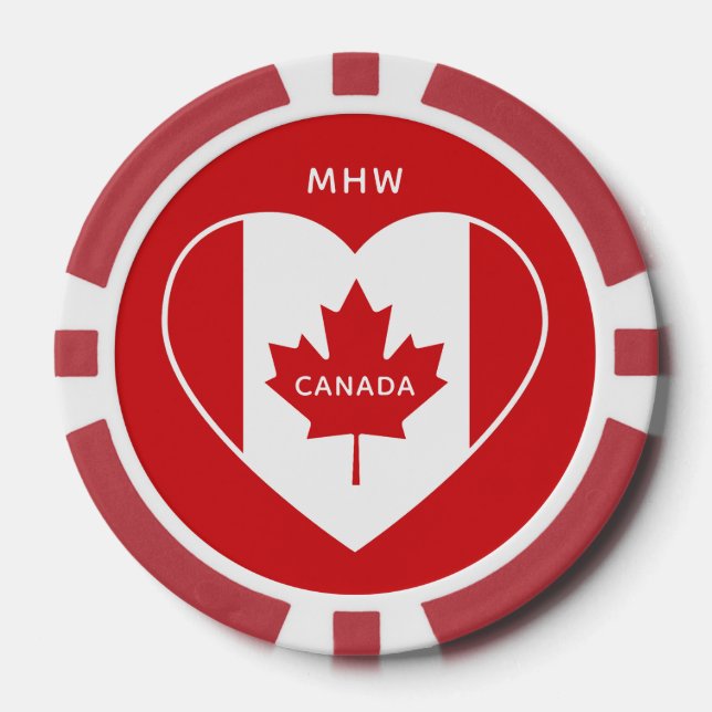 Canada Love Custom monogram poker chips (Front)
