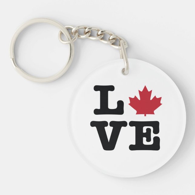 Canada Love Maple Leaf Acrylic Keychain (Front)
