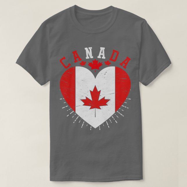 Canada Lover Maple Leaf Canadian Flag Heart Canada T-Shirt (Design Front)