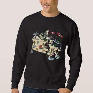Canada map major cities Tourist Destinations attra Sweatshirt