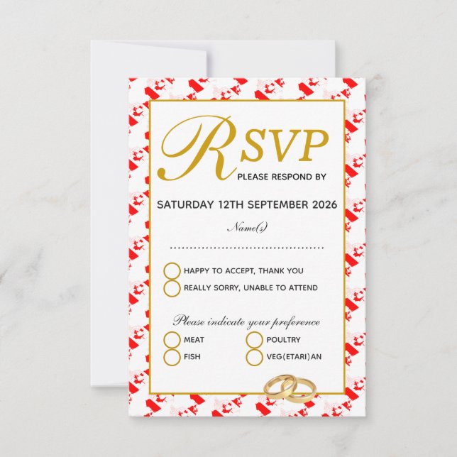 CANADA MAPLE Christian Wedding RSVP Response Card (Front)