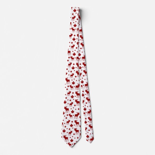 Canada Maple Leaf and Moose Pattern Tie (Front)