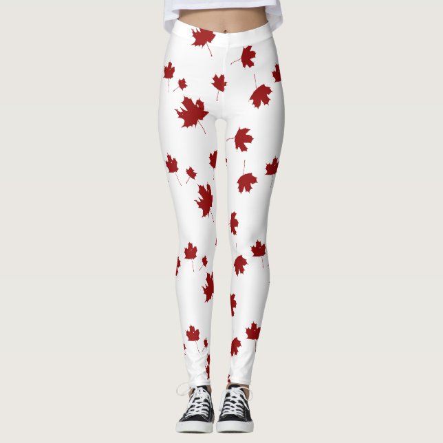 Canada maple leaf canada day print cool Leggings (Front)