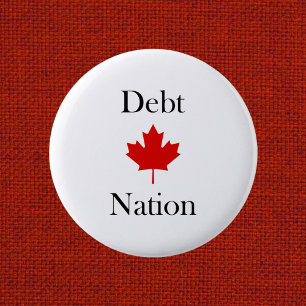 Canada Maple Leaf Debt Nation Light-Colour 6 Cm Round Badge