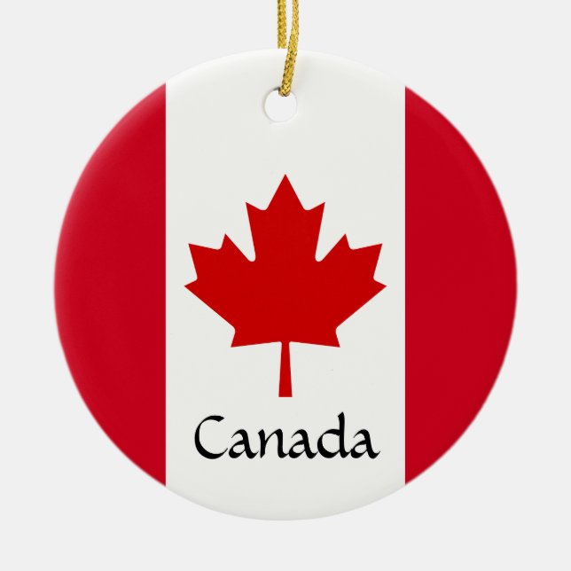 Canada Maple Leaf Design Ceramic Ornament (Front)