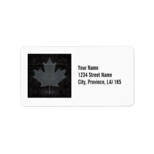 Canada maple leaf flag grey and black design label