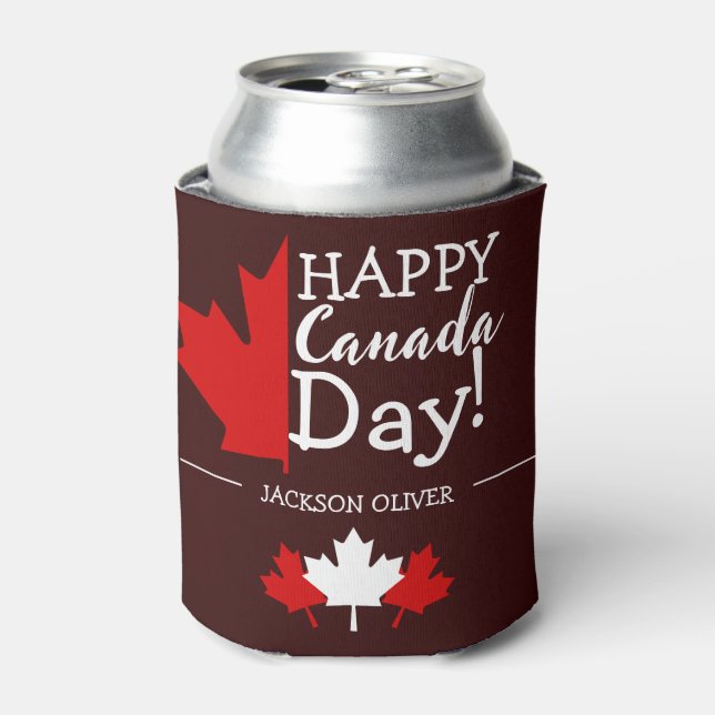 Canada Maple Leaf, Happy canada day, 1st of July Can Cooler (Can Front)