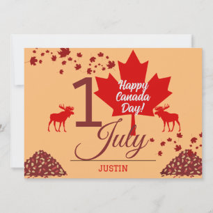 Canada Maple Leaf, Happy canada day, 1st of July Holiday Card