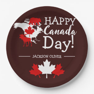 Canada Maple Leaf, Happy canada day, 1st of July Paper Plate