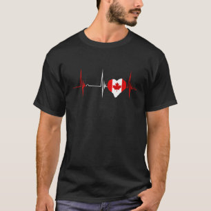 Canada Maple Leaf Heart Canadian Pride Heartbeat E T-Shirt