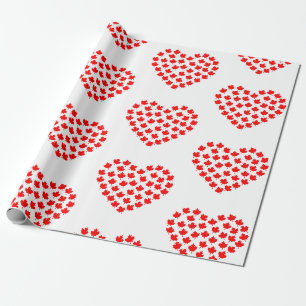 canada maple leaf heart canadian wrapping paper