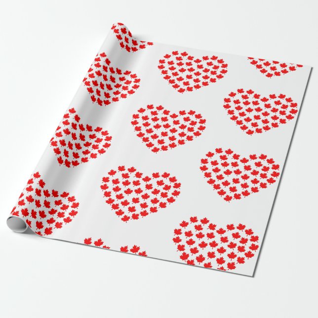 canada maple leaf heart canadian wrapping paper (Unrolled)