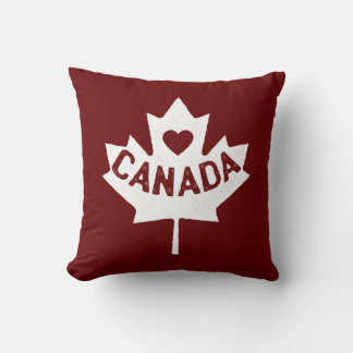 Canada Maple Leaf Heart Cushion