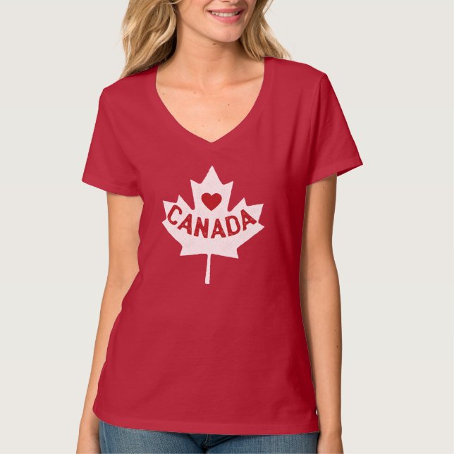 Canada Maple Leaf Heart T-Shirt (Front)