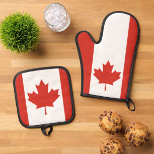CANADA MAPLE LEAF OVEN MITT & POT HOLDER SET