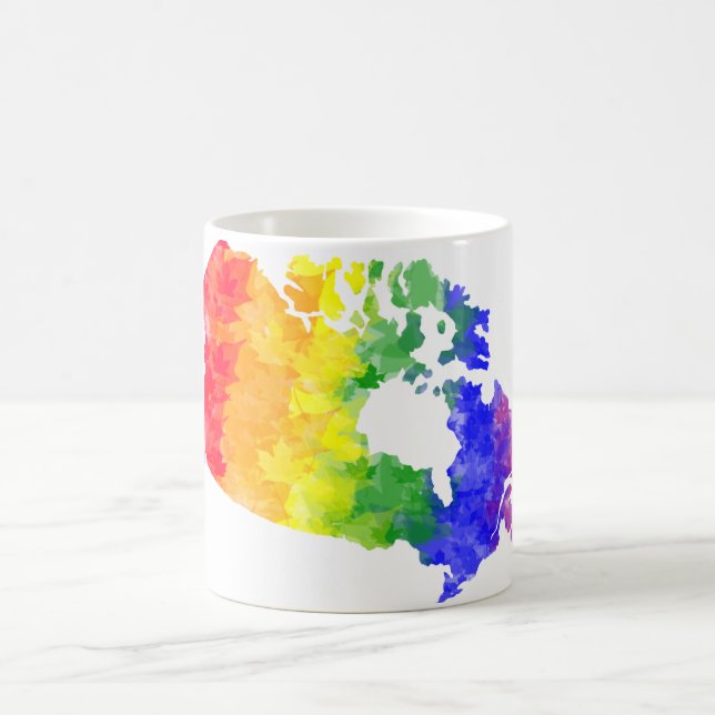 Canada Maple Leaf Rainbow Pride map mug (Center)
