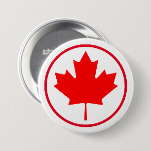 Canada Maple Leaf Red White Canadian Flag Colors 7.5 Cm Round Badge