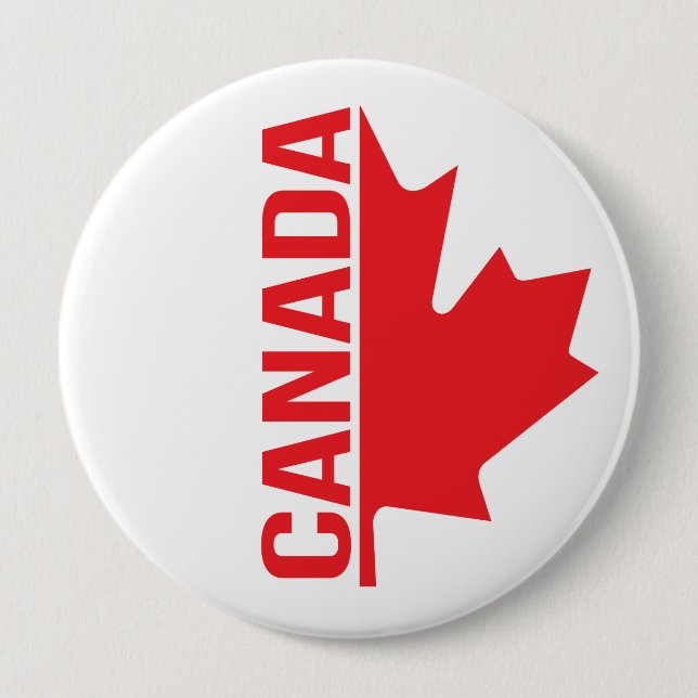 Canada maple leaf red white pin button (Front)