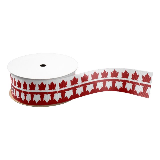 Canada Maple Leaf Ribbon Custom Canada Ribbon Grosgrain Ribbon (Spool)