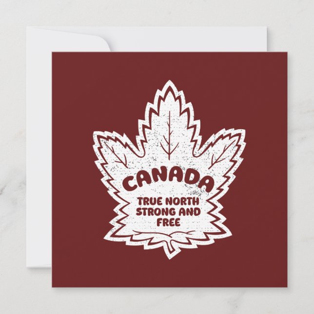 Canada Maple Leaf True North Strong And Free Holiday Card (Front)