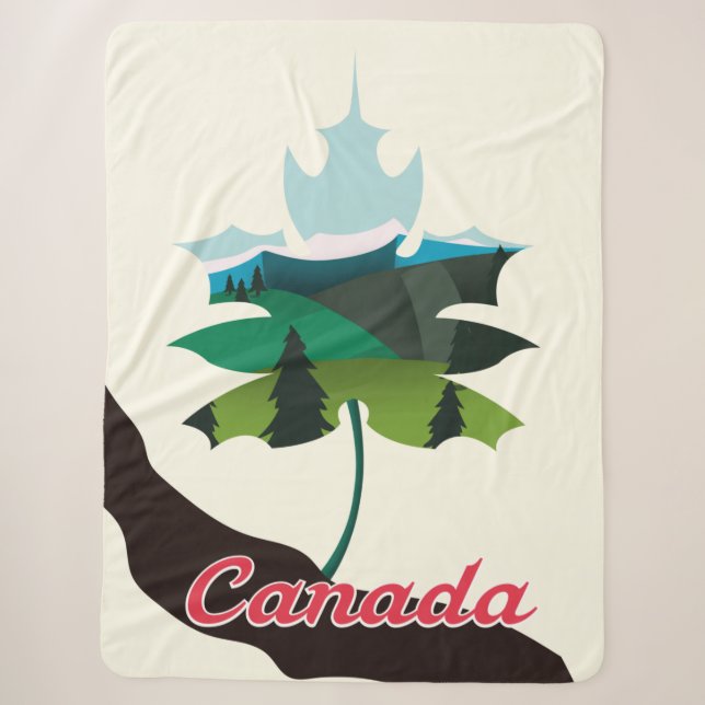 Canada maple leaf white edition sherpa blanket (Front)