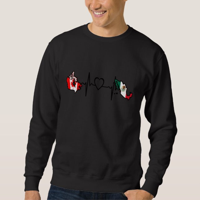 Canada Mexico Flag Canadian Mexican Heartbeat Sweatshirt (Front)