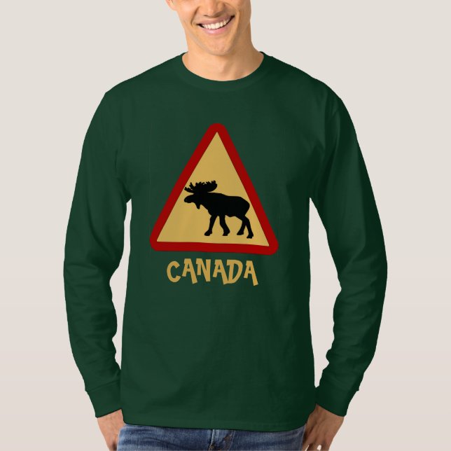 Canada, Moose,  Elk crossing sign T-Shirt (Front)