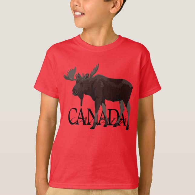 Canada Moose T-shirt Kid's Canadian Souvenir Shirt (Front)