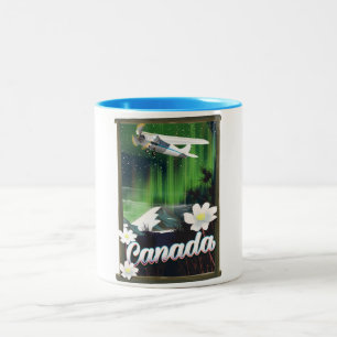 Canada mountain travel poster Two-Tone coffee mug