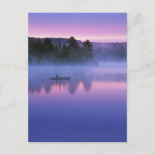 Canada, Ontario, Algonguin Park, Canoeist on Postcard